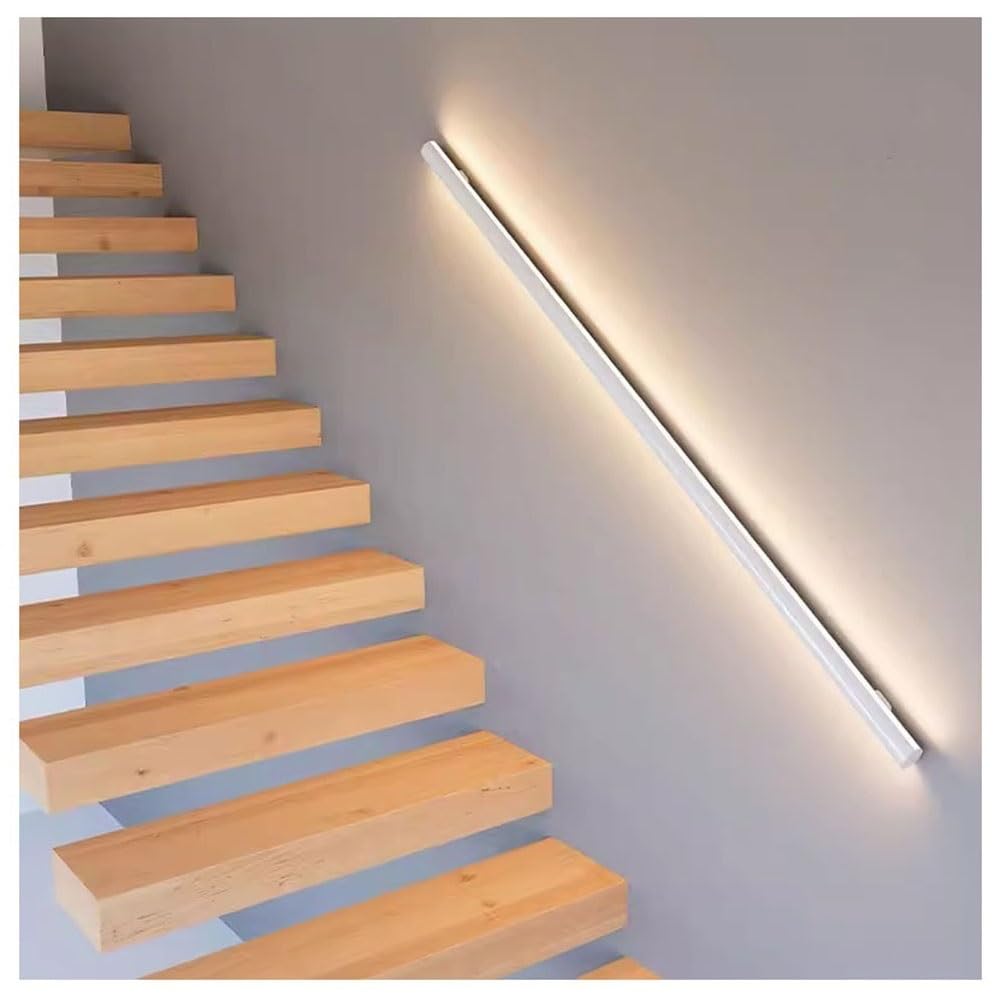 SXWNBIFH Stair handrail lights LED Handrail Aluminum Handrail Lights Illuminated Round Rail Wall Lamp Cable Railing System for Deck Stair Indoor Outdoor(White-Right,47.3"/2m)