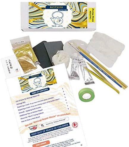 Kintsugi Repair Kit for Pro with Genuine Gold Powder & Low Allergenic Urushi, Kintsukuroi