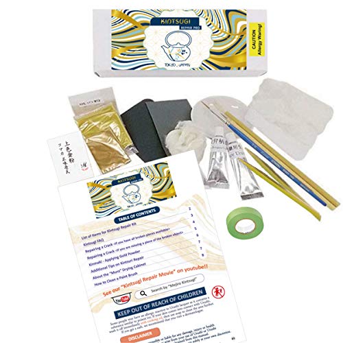 Kintsugi Repair Kit For Pro With Genuine Gold Powder & Low Allergenic Urushi, Kintsukuroi #TOP2