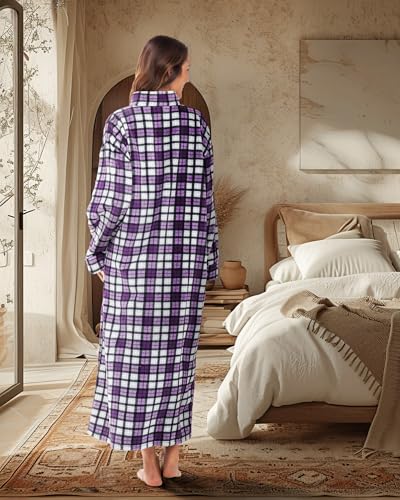 Image of Alexander Del Rossa Long Zip Up Robes, Plush Zipper Robes for Plus Size, Housecoats Zipper Front