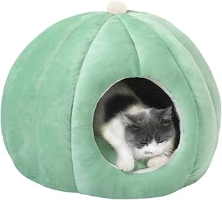 猫 ベッド ペット ハウス ドーム型 ふわふわ 可愛い カボチャ 柔らかい クッション付き ソフト 滑り止め 洗える 寝床 暖かい 防寒 キャット 小型犬 小屋 ペット用品 冬