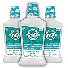 Toms of Maine Sea Salt Natural Alcohol-Free Mouthwash, Refreshing Mint, 16 Fl Oz Pack of 3