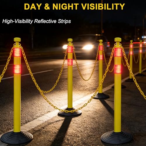 Image of OrangeStar 6 Pack 40 inch Yellow Traffic Delineator Post Cones Safety Barriers