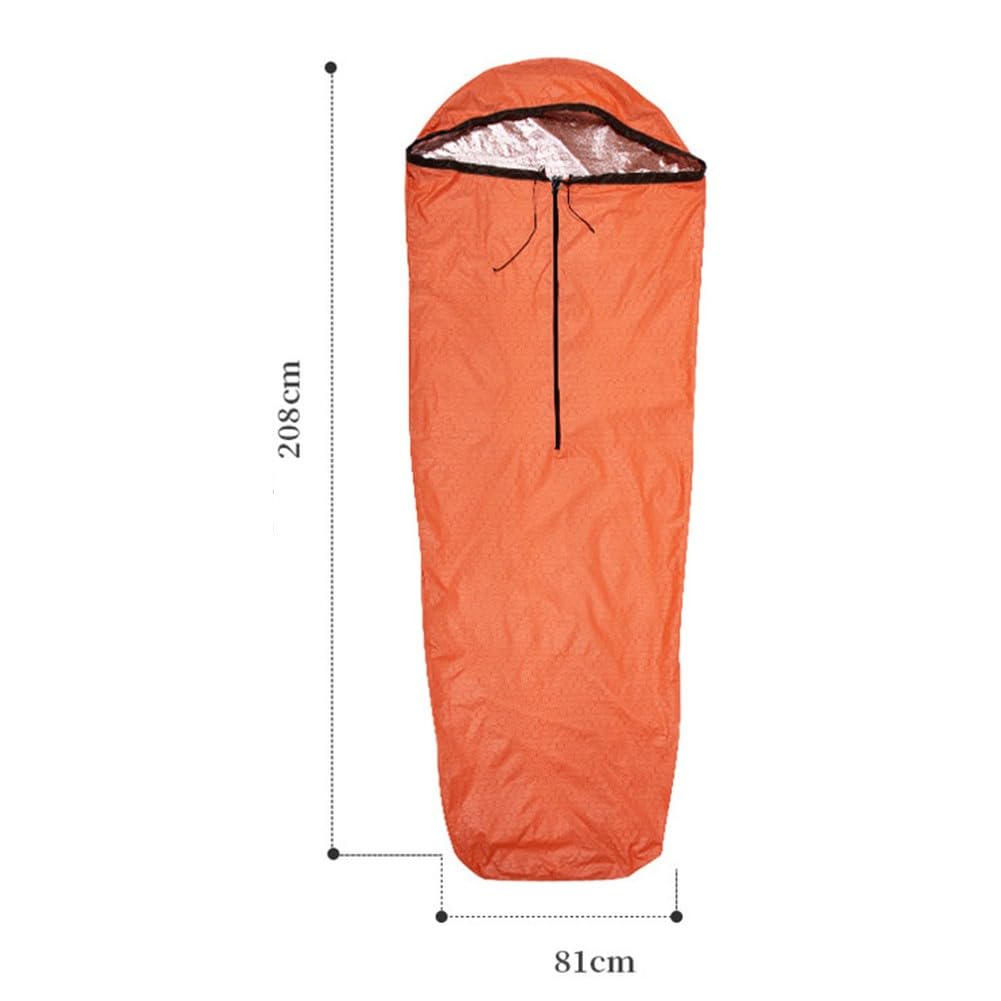 Saco de dormir térmico de camping al aire libre para supervivencia, 90% retención de calor, impermeable, resistente al viento, nailon 400T, manta para senderismo y actividades de aventura