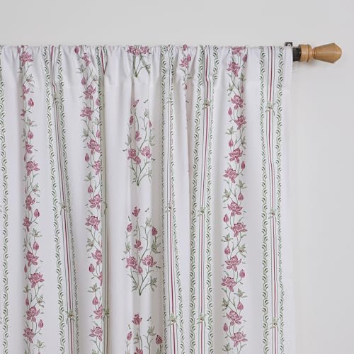 Image of HOMEMONDE Cotton Curtain for Window - Floral Printed Room Darkening 6 Feet Curtain, Rod Pocket Top Style 1 Piece - (Botanic Hush, 72 Inch)