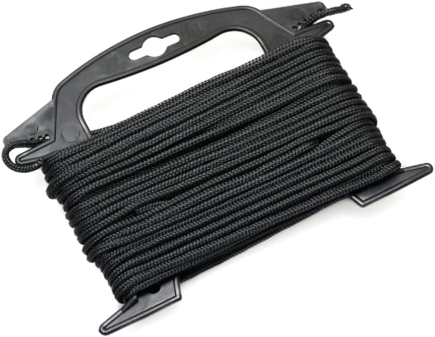 Anchoring Nylon Rope (Solid Black w/Winder, 75 Feet)