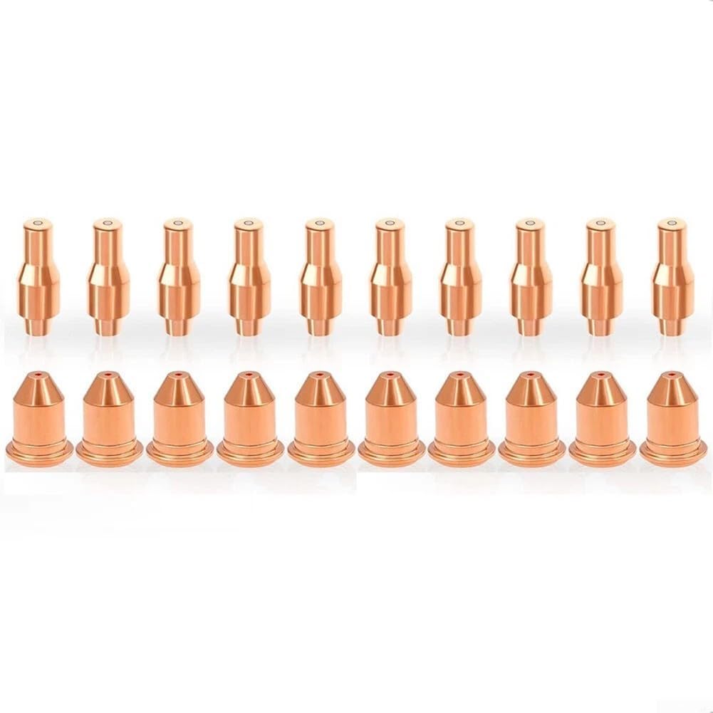 20Pcs Plasma Cutting Electrode Tip And Nozzle Set 0.035in Copper Compatible For Harbor For Freight Titanium IPT-45 PT-45 Torch Replacement Parts 56576 56811