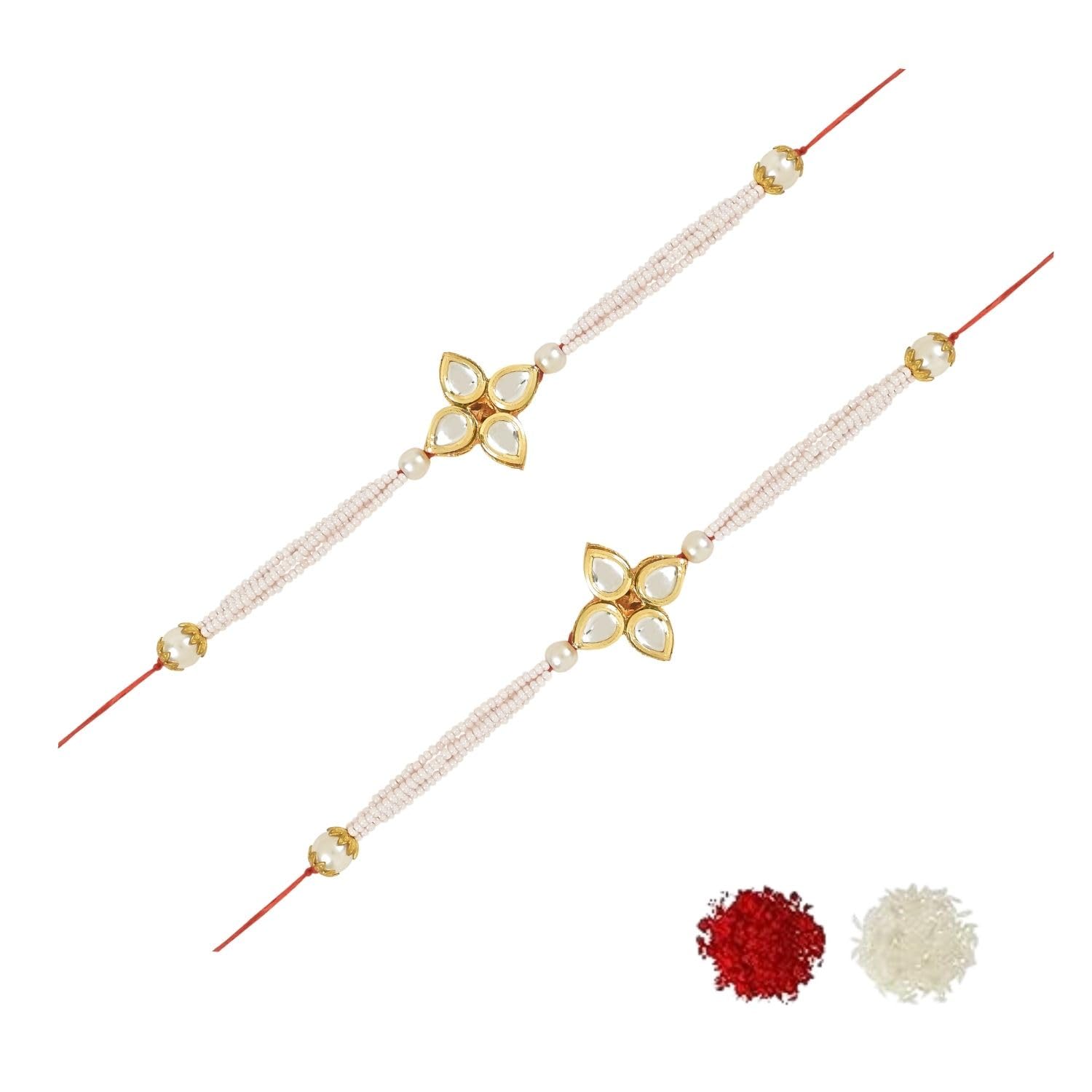 I Jewels Rakshabandhan Designer Handcrafted Pearl & Kundan Bhaiya Rakhi With Roli Chawal for Brother/Bro/Men (R120W-2) (Pack of 2) (B0CB4HFQ3Q) Amazon Price History, Amazon Price Tracker