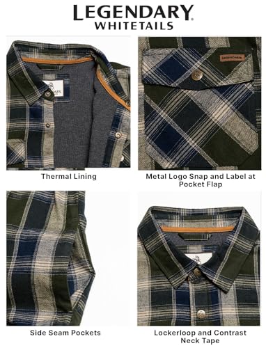 Image of Legendary Whitetails Mens Thermal Lined Shirt Jacket Plaid Flannel Polyfill Insulated Shacket