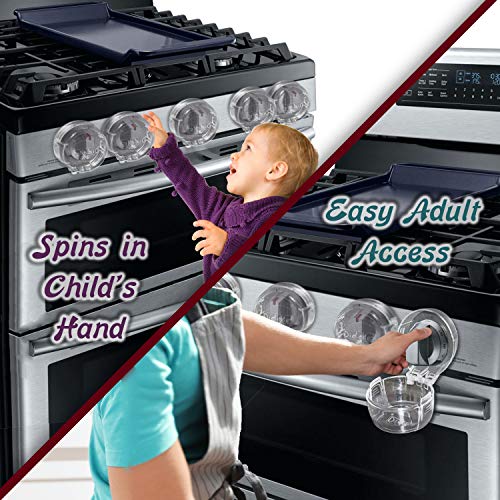 6 Pack Clear Stove Knob Safety Covers - Protect Little Kids With A Child Proof Lock For Oven/Stove Top/Gas Range - Baby/Toddler Kitchen Safety Guard - Check Dimensions #TOP3