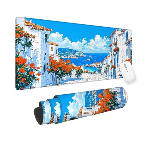 Tapis de Souris Blanc, Gaming Tapis de Souris XXL 900x500x3mm, Maison Tapis Souris pour Clavier et sous Main Bureau, Caoutchouc Base Dos Antidérapant, Haute Précision et Vitesse, Gamer Gaming yv-13