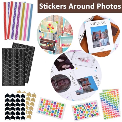 Image of HASTHIP DIY Photo Album 60 Pages with Color Stickers, Metallic Pen, Red Heart Closure, Felt Cover for Family, Graduations, Weddings, Scrapbooking, Memory Keeping, Free Size