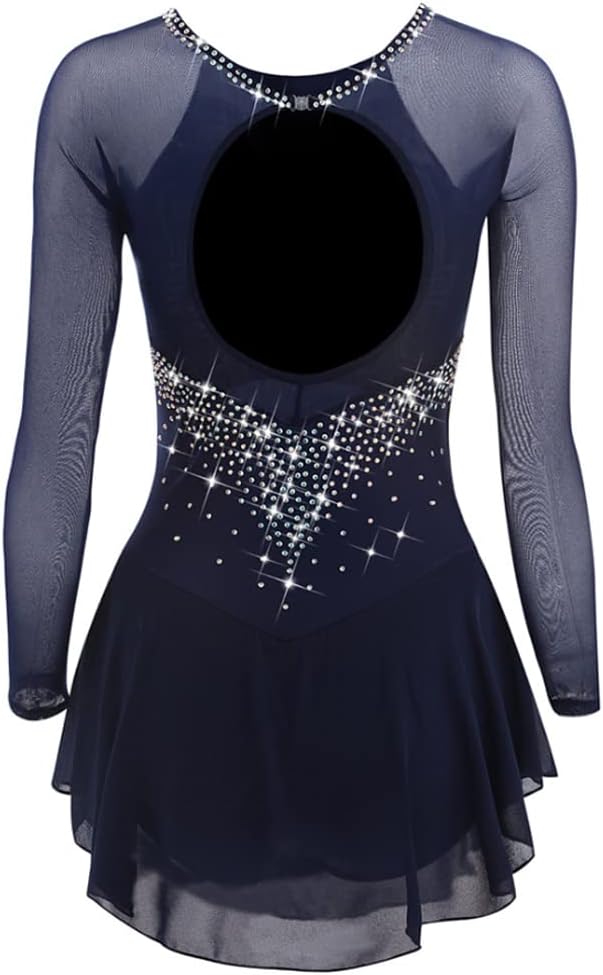 Ice Figure Skating Dress Shiny Diamond Ballet Dance Performance Outfit Cheerleading Skirt Gymnastic Leotard