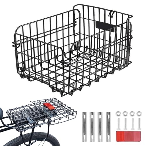 Panier de vélo arrière pliable en acier grand format pour vélo électrique hommes femmes