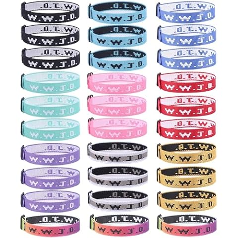 WAINIS 30 PCS WWJD Webbing Bracelets What Wound Jesus Do Bracelet Inspirational Christian Bracelets for Women Men Adjustable Religious Woven WWJD Wristbands for Fundraisers Cover