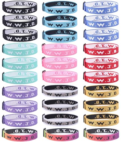 WAINIS 30 PCS WWJD Webbing Bracelets What Wound Jesus Do Bracelet Inspirational Christian Bracelets for Women Men Adjustable Religious Woven WWJD Wristbands for Fundraisers