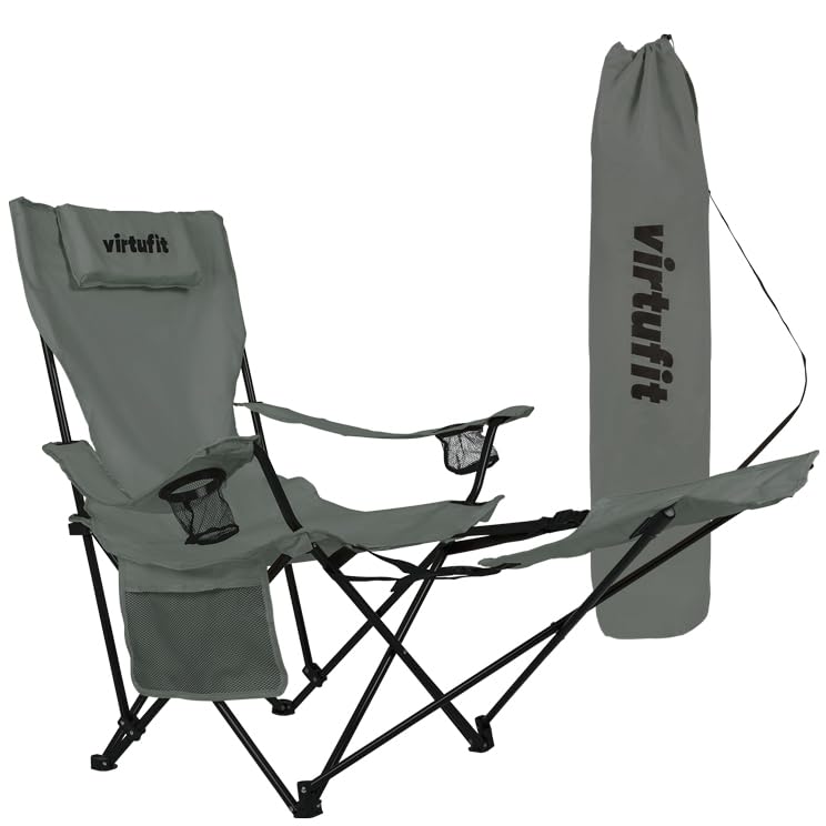 Chaise de plage pliable VirtuFit grise pour vos weekends au soleil