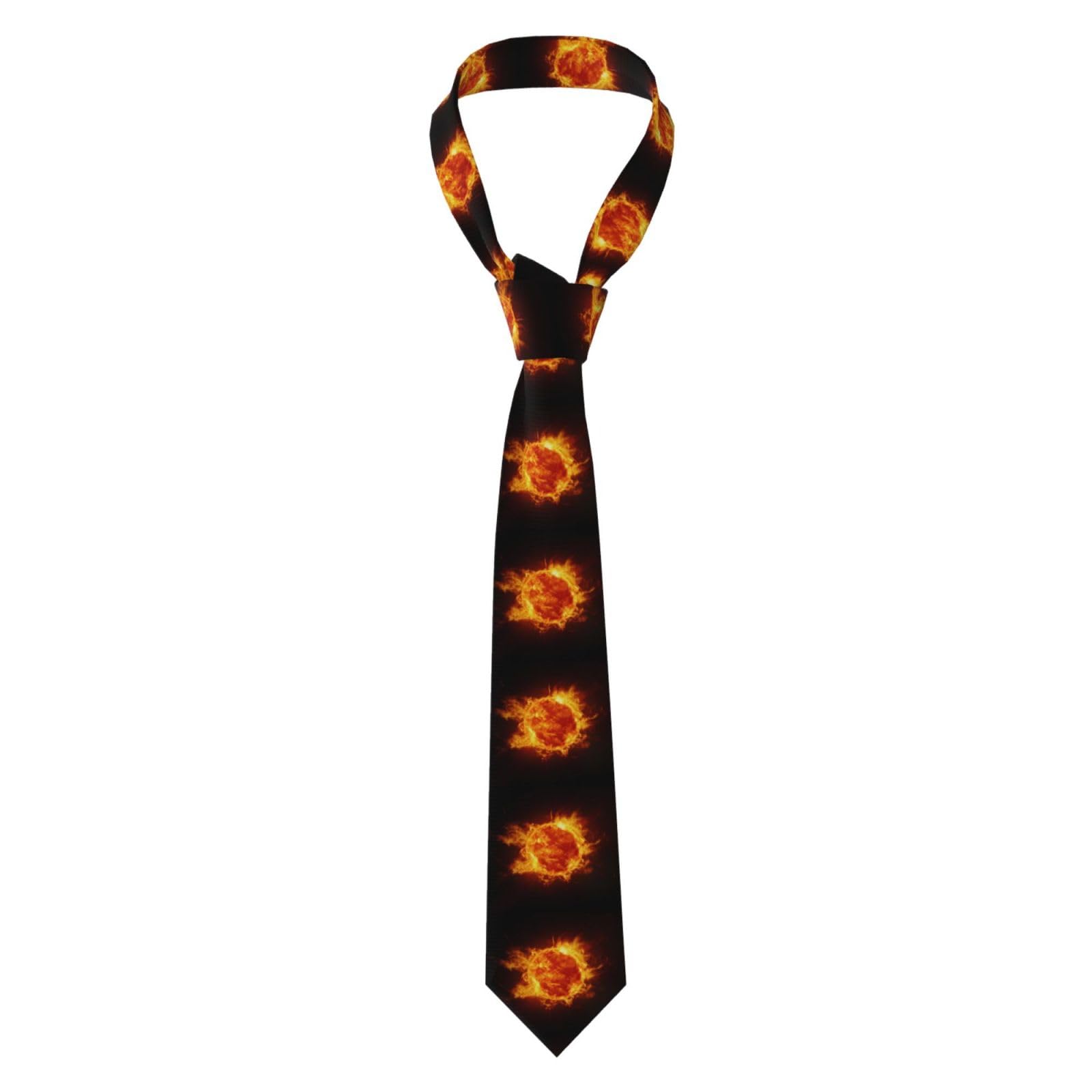 WHJSSF Sun Fireball Prints Men's Necktie - Durable Polyester Throw for Formal Events & Business, Effortless Maintenance & Classic Appeal