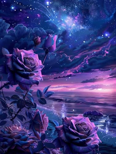 Diamond Painting Plage et Roses 100x130cm | Kit Broderie Diamant