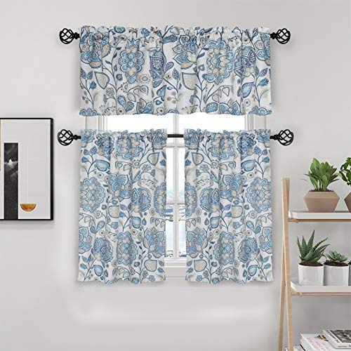 oremila Kitchen Curtain Valance Multi-Color Floral Window Valance for Kitchen and Bathroom, Rod Pocket, 54