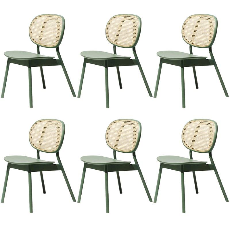 Sillas de comedor modernas de ratán, sillas laterales sin brazos con respaldo abierto para cocina y comedor, juego de 6, diseño contemporáneo en acabado mate