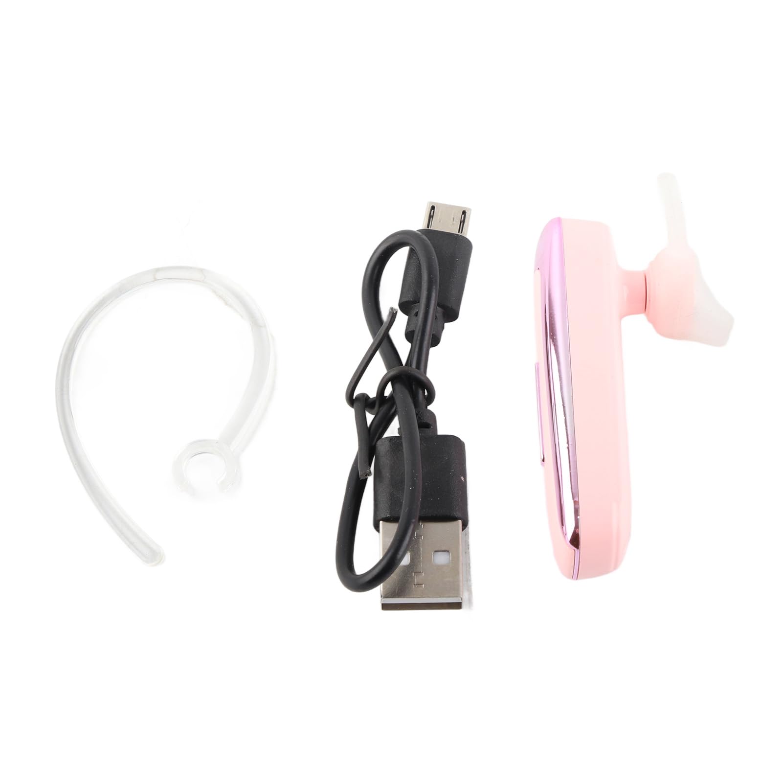 Kuuleyn Bluetooth Earphone,Long Standby Time in Ear Headphones,Single Ear Stereo True Business Sports Headphones with Charging Cable Manual Hook (Pink)