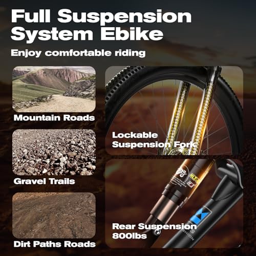 EDIKANI Electric Bike for Adults 27.5″ 1500W Peak Ebike 19.2Ah Battery Max 32Mph Electric Mountain Bike with Full Suspension 80 Miles E Bicycle for Commuter