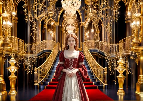 Fondo Fotográfico 7x5ft Palacio Dorado Rojo para Eventos miniatura 5