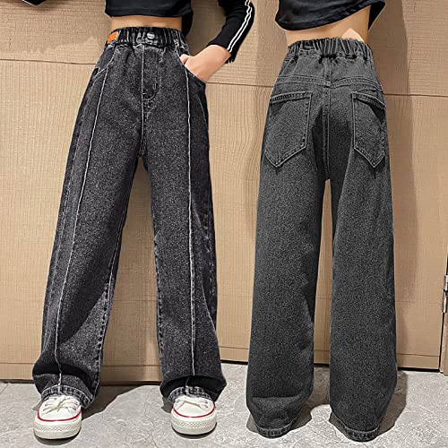 SEAUR - Girls Jeans Wide Leg Jeans Baggy Trousers Kids Denim Pants Mid Waisted Loose Straight Jeans Cute Age 4-15 Years3