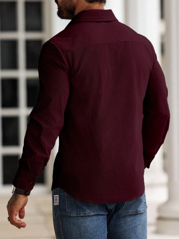 Image of MiraMichi Men's Full Sleeve Corduroy Striped Casual Jacket, Perfect for Everyday Stylish Outfits, Standard Length