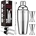 6 Pezzi Cocktail Shaker Set, 750ml Cocktail Shaker Kit in Acciaio Inossidabile, Shaker Professionale Martini Bartender con 2 Dosatori Doppi, Cucchiaio per Miscelare e 2 Versatori Liquori