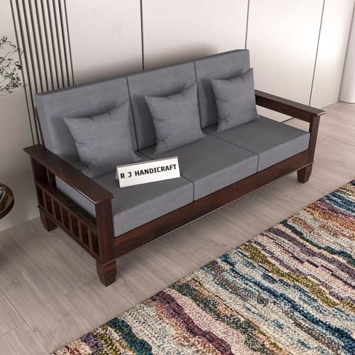 Sheesham Wooden 3 Seater Sofa for Living Room | Rosewood 3 Seater...