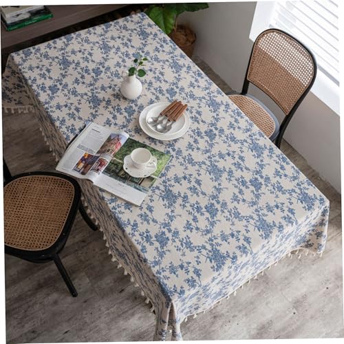 Nappe florale vintage en lin de qualité supérieure avec pampilles - 6