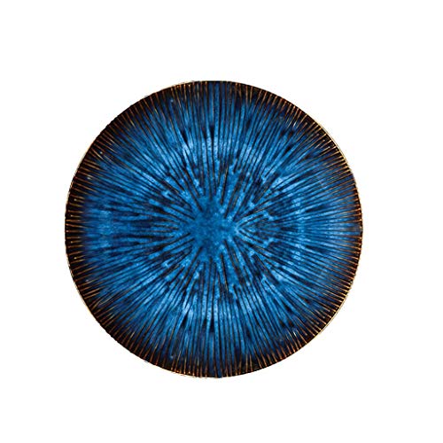 HPTHLY Bol Vaisselle Nordic Cat's Eye Western Pâtes Assiette Salade Fruits Pâtes Vaisselle, Bleu, 2 Tailles en Option,Blue-28 * 3.8cm