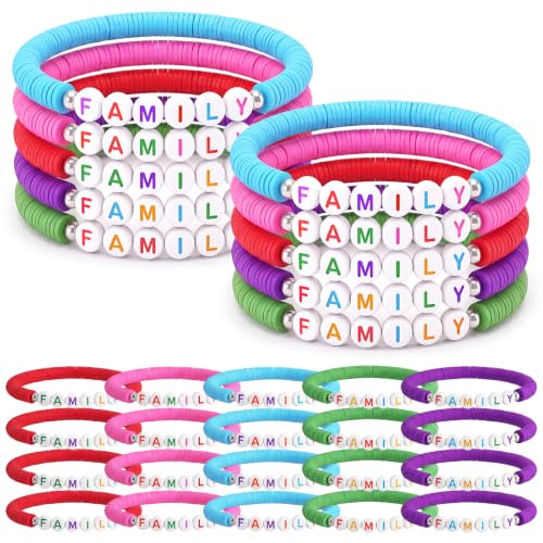 Landical 30pcs Back to School Friendship Bracelets Bulk Our Class Is a Family Beaded Stretch Bracelets Bulk Welcome Classroom Gifts First Day of School(Single Color)