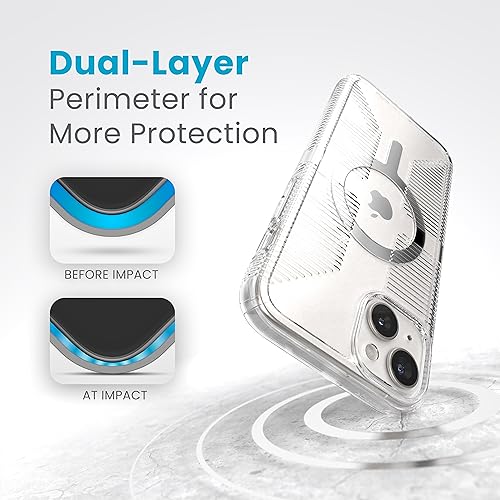 Image of Speck Clear iPhone 15 Plus Case - Slim, Built for MagSafe, Drop Protection Grip - for iPhone 15 Plus & iPhone 14 Plus - Scratch Resistant, Anti-Yellowing, 6.7 Inch Phone Case - GemShell Grip Clear