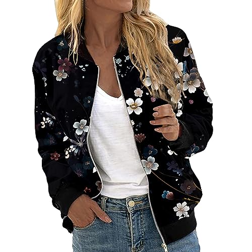 Lederjacke Damen Bomberjacke Damen Kurze Blouson Jacke Casual Pilotenjacke...