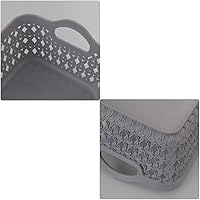 Vista 4 de Paquete de 12 bandejas pequeñas de plástico, bandejas de almacenamiento de escritorio, color gris