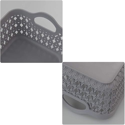 Miniatura 4 de Paquete de 12 bandejas pequeñas de plástico, bandejas de almacenamiento de escritorio, color gris