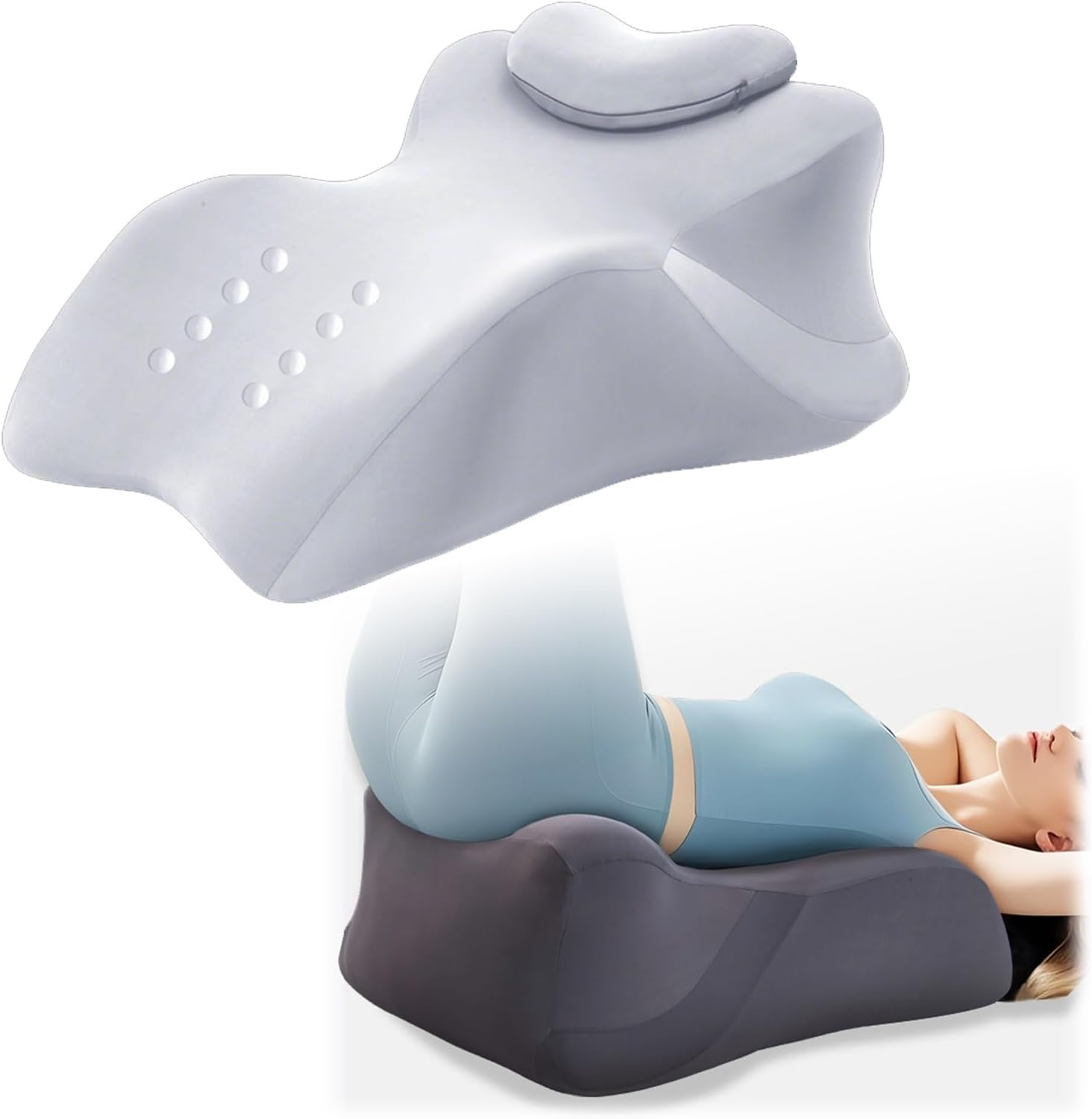 Memory Foam Wedge Reading Pillow for Bed, Sweet Spot Pillow, Pillows for Couples, Butt Cushion Deep Support for Intimate Postures, Removable Washable Cover(Light Gray)