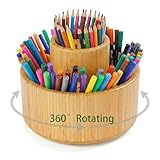 COCICA Rotating Desk Organizer & Pen Holder - Spinning Carousel for Art Supplies, Makeup Brushes, Kitchen Tools, Office & Craft Organization