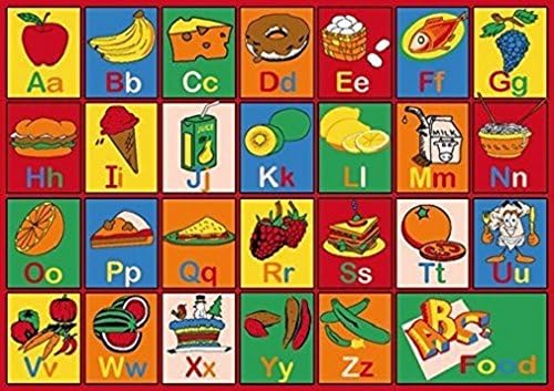 Pro Rugs Kids Rugs. Educational, Learning Abcd Food. Non-Slip Educational/Play Time.Multi Color. (5 Feet X 7 Feet)