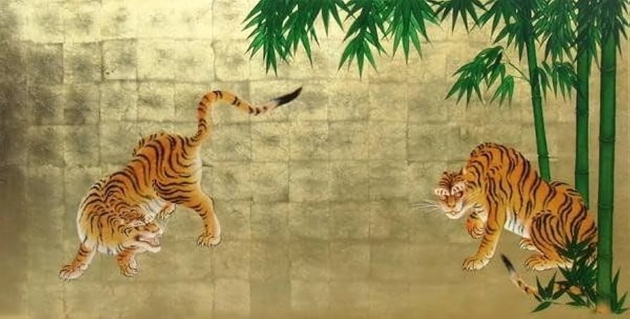 Amazon.co.jp: 漆絵 狩野探幽の名作「竹虎図」 NH27 : おもちゃ