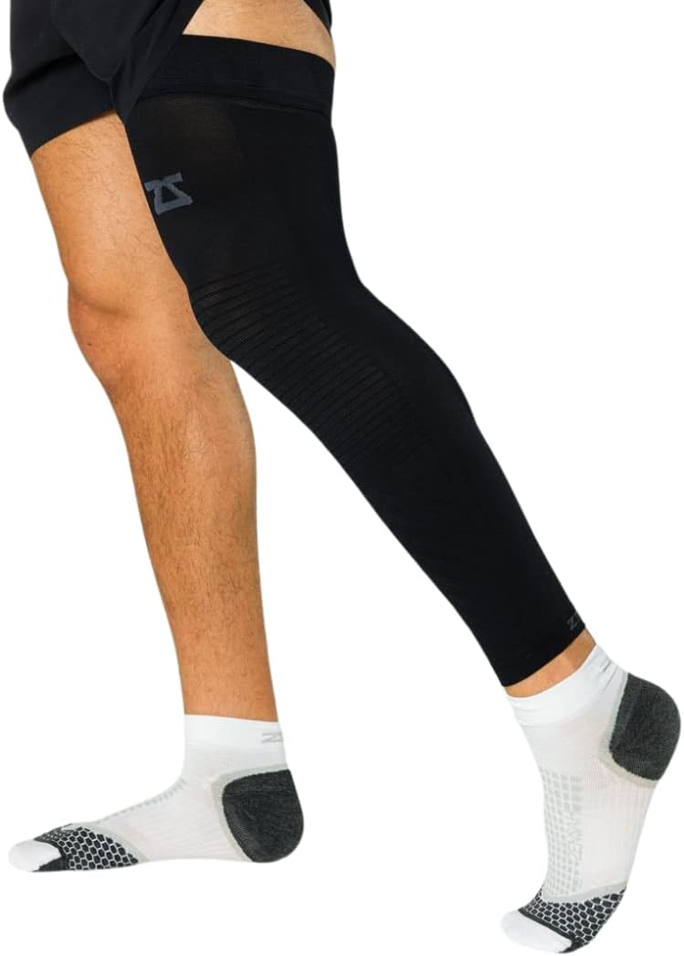 ZensahFull Leg Compression Sleeve - Long Full Length Support for Thigh, Knee, Calf for Men, Women, Running, Basketball, Football (Small, 1 Pair - Black)