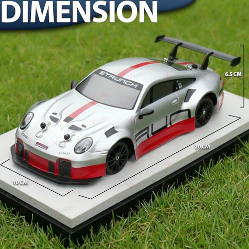 Image of VikriDA 1:24 Scale RC Drift Car - 4WD High-Speed RC Racing Car with LED Lights, 2.4GHz Controller, Rechargeable Batteries & Drifting Tires - Grey & Red