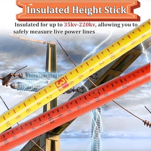 Teles Measuring Ruler 8m/26.2ft - Epoxy Resin Telescoping Height Measuring Stick for Linemen & Utility Workers, Includes Carry Pouch, Durable & Portable Measurement Tool