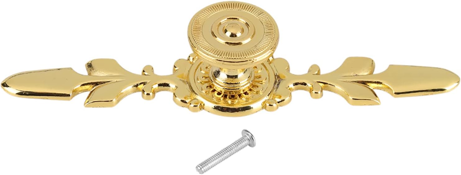 Vintage Pull Handle Door Knob Back Plate for Home Furniture Drawer Cabinet Dresser Closet Wardrobe Cupboard with Screw, Zinc Alloy, Golden, 120mm