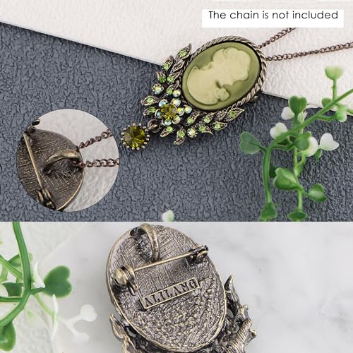 Image of Alilang Vintage Inspired Crystal Rhinestone Victorian Lady Cameo Brooch Pin Maiden Flower Pendant
