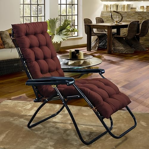 Surwin Cojín Tumbona Jardin Exterior, Color Sólido Cojines para Sillas de Jardin, Colchóneta para Tumbonas Sillas y Hamacas, Mecedora Exterior, para Terraza, Balcón, Playa (Marrón café,48x160cm)