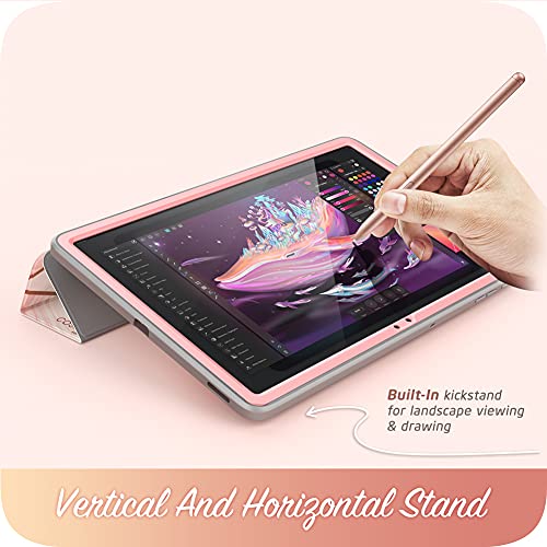 I-Blason Cosmo Case For Samsung Galaxy Tab S7 Fe 12.4" 2021 Release Only, Full-Body Trifold With Built-In Screen Protector Protective Smart Cover With Auto Sleep/Wake & Pencil Holder (Marble) #TOP2